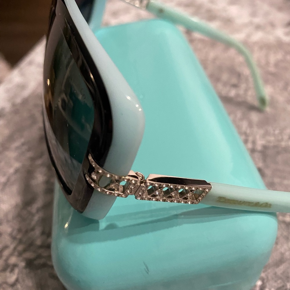 Tiffany & Co. Light Blue Women's Sunglasses with Crystal-Embellished Arms